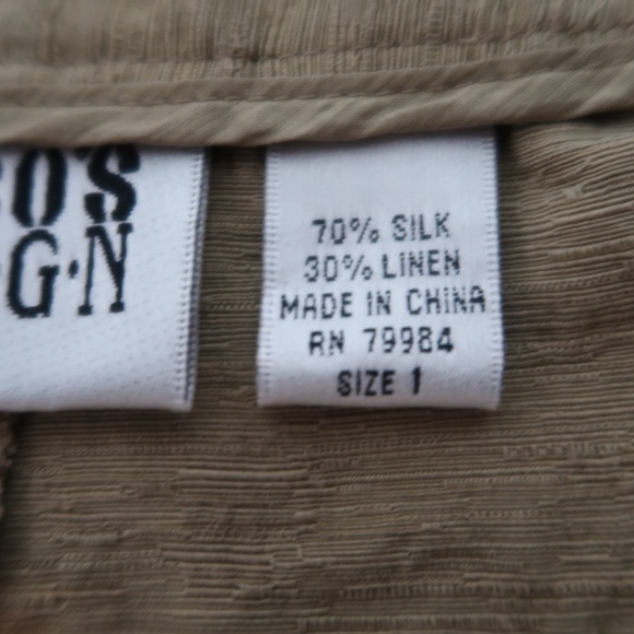 Chicos Design Silk/Linen Blend Ankle Pants Size 1 Green Straight - Picture 3 of 14